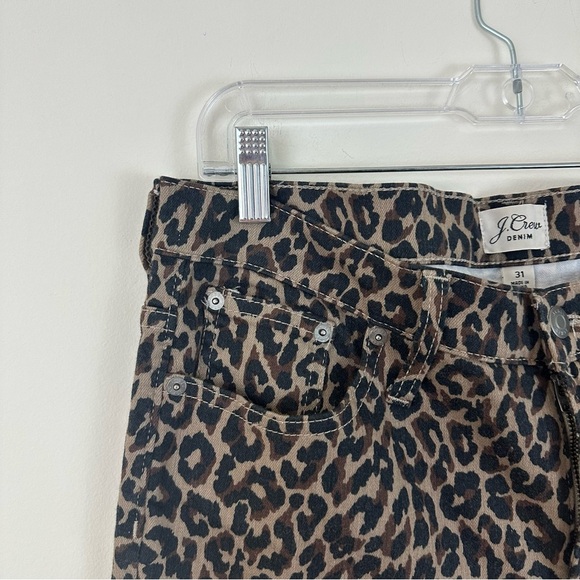 J. Crew Brown Leopard Print Women's Skinny Fit Jeans Size 31 - Picture 2 of 4